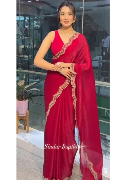 TEW Fandy Sartin With Original Diamond Border Work Sarees Suppliers In India